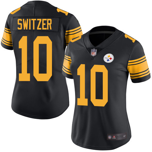 Women Pittsburgh Steelers Football #10 Limited Black Ryan Switzer Rush Vapor Untouchable Nike NFL Jersey